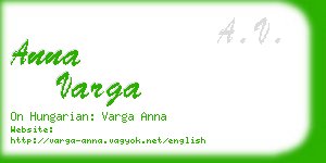 anna varga business card